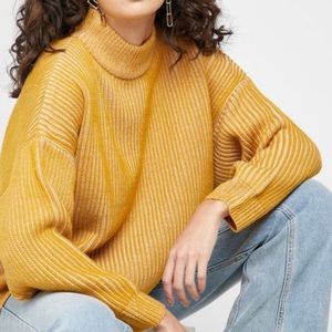 Topshop golden ribbed mock neck oversized sweater